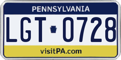 PA license plate LGT0728