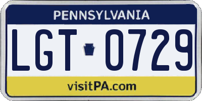 PA license plate LGT0729