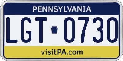 PA license plate LGT0730