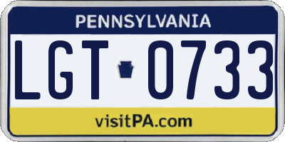 PA license plate LGT0733