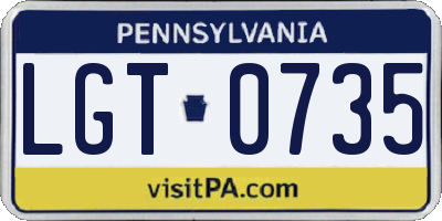 PA license plate LGT0735