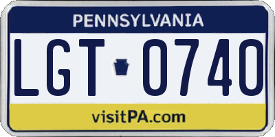 PA license plate LGT0740