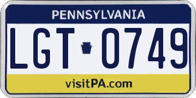 PA license plate LGT0749