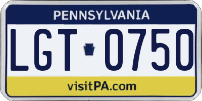 PA license plate LGT0750