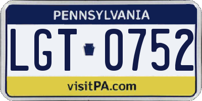 PA license plate LGT0752
