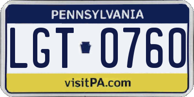PA license plate LGT0760
