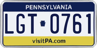 PA license plate LGT0761