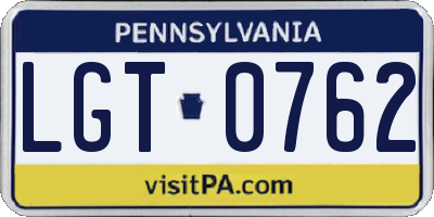 PA license plate LGT0762