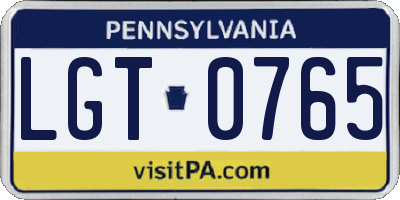 PA license plate LGT0765