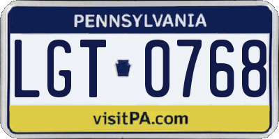 PA license plate LGT0768