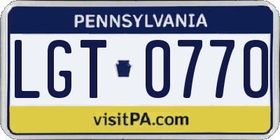 PA license plate LGT0770