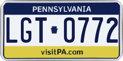 PA license plate LGT0772