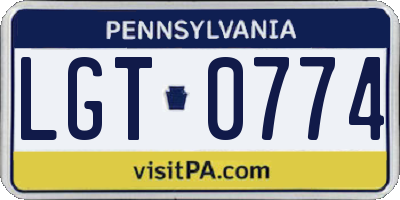 PA license plate LGT0774