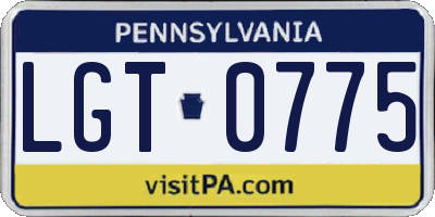 PA license plate LGT0775
