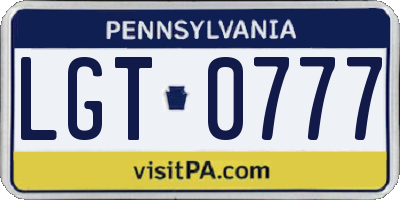 PA license plate LGT0777
