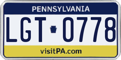PA license plate LGT0778