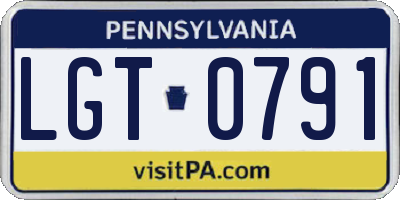PA license plate LGT0791