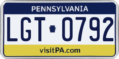 PA license plate LGT0792