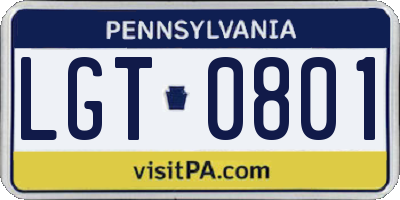 PA license plate LGT0801