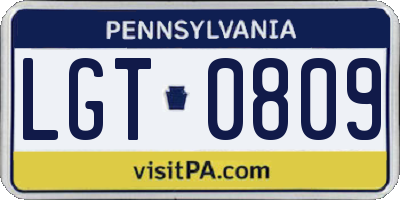 PA license plate LGT0809