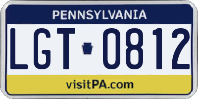 PA license plate LGT0812