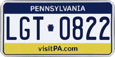 PA license plate LGT0822