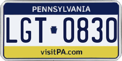 PA license plate LGT0830