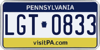 PA license plate LGT0833