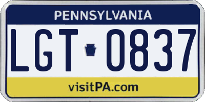 PA license plate LGT0837