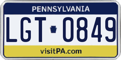 PA license plate LGT0849