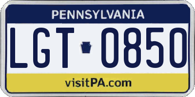 PA license plate LGT0850