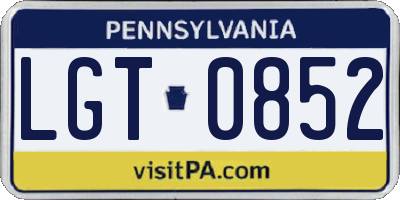 PA license plate LGT0852
