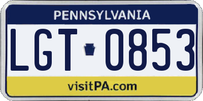 PA license plate LGT0853