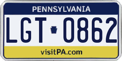 PA license plate LGT0862