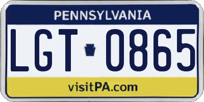 PA license plate LGT0865