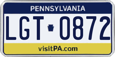 PA license plate LGT0872