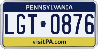 PA license plate LGT0876