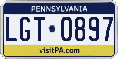 PA license plate LGT0897