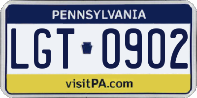 PA license plate LGT0902