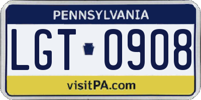 PA license plate LGT0908