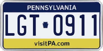 PA license plate LGT0911