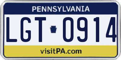 PA license plate LGT0914