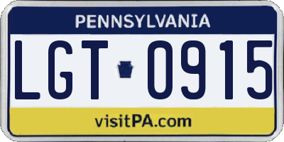 PA license plate LGT0915