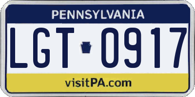PA license plate LGT0917