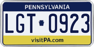 PA license plate LGT0923