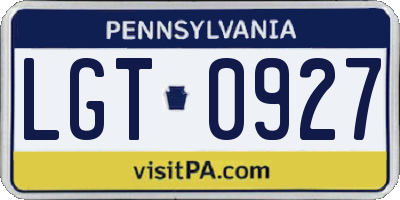 PA license plate LGT0927