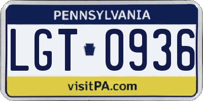 PA license plate LGT0936