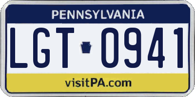 PA license plate LGT0941