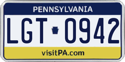 PA license plate LGT0942