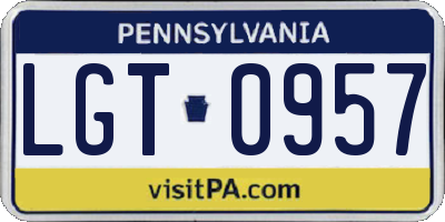 PA license plate LGT0957